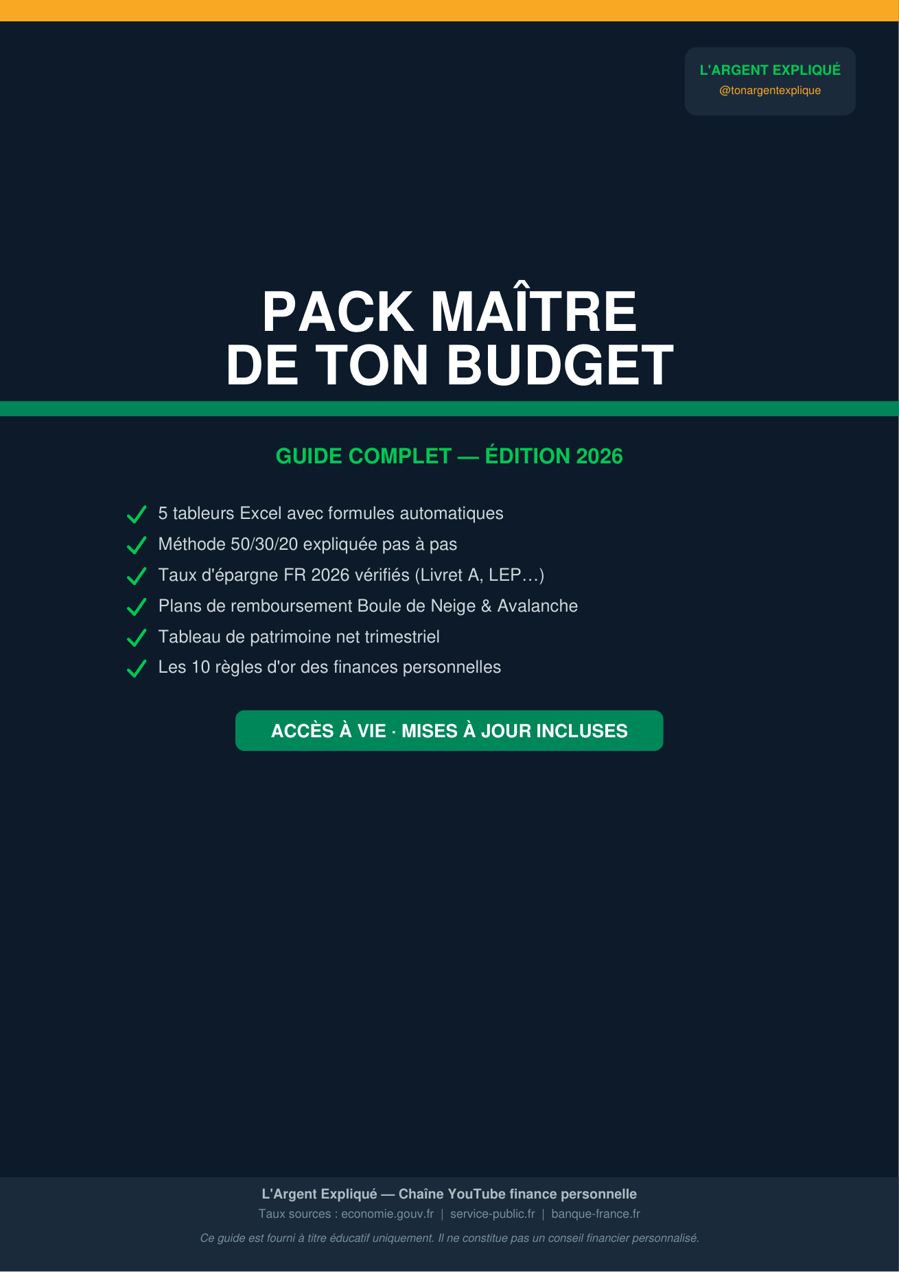Couverture du guide Pack Maître du Budget, édition 2026